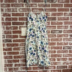 Vintage 90s Anna Sui Floral Cotton Mini Dress Made USA Cottagecore 2 Paper Tag